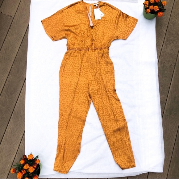 NWT Joie Tau Leopard Jumpsuit in Copper Sz Large - Picture 6 of 12